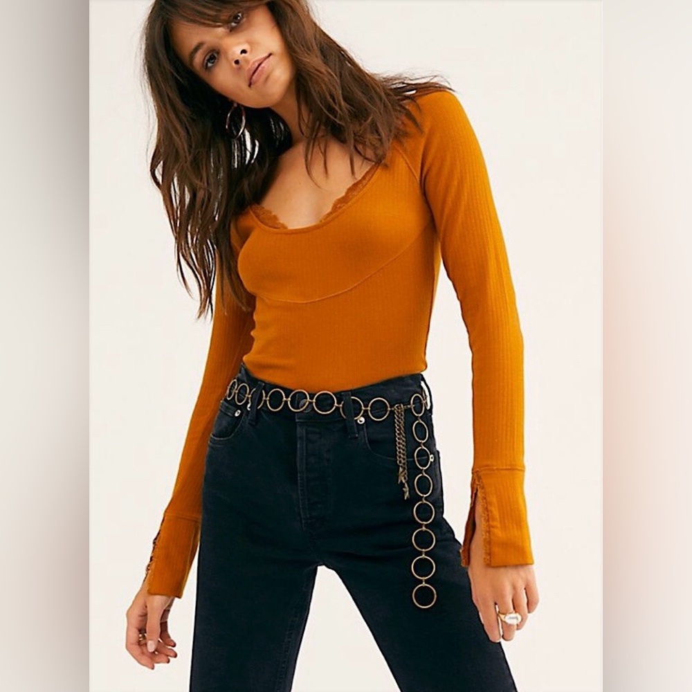 NWT Free People Bit of Lace Autumn Pearl Layering Top XS